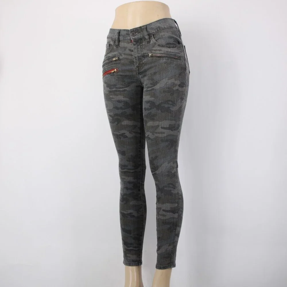 Etienne Marcel Jeans Sz 26 x 28 Charcoal MultiColor Camo Skinny Cotton Poly Jean - Picture 5 of 16